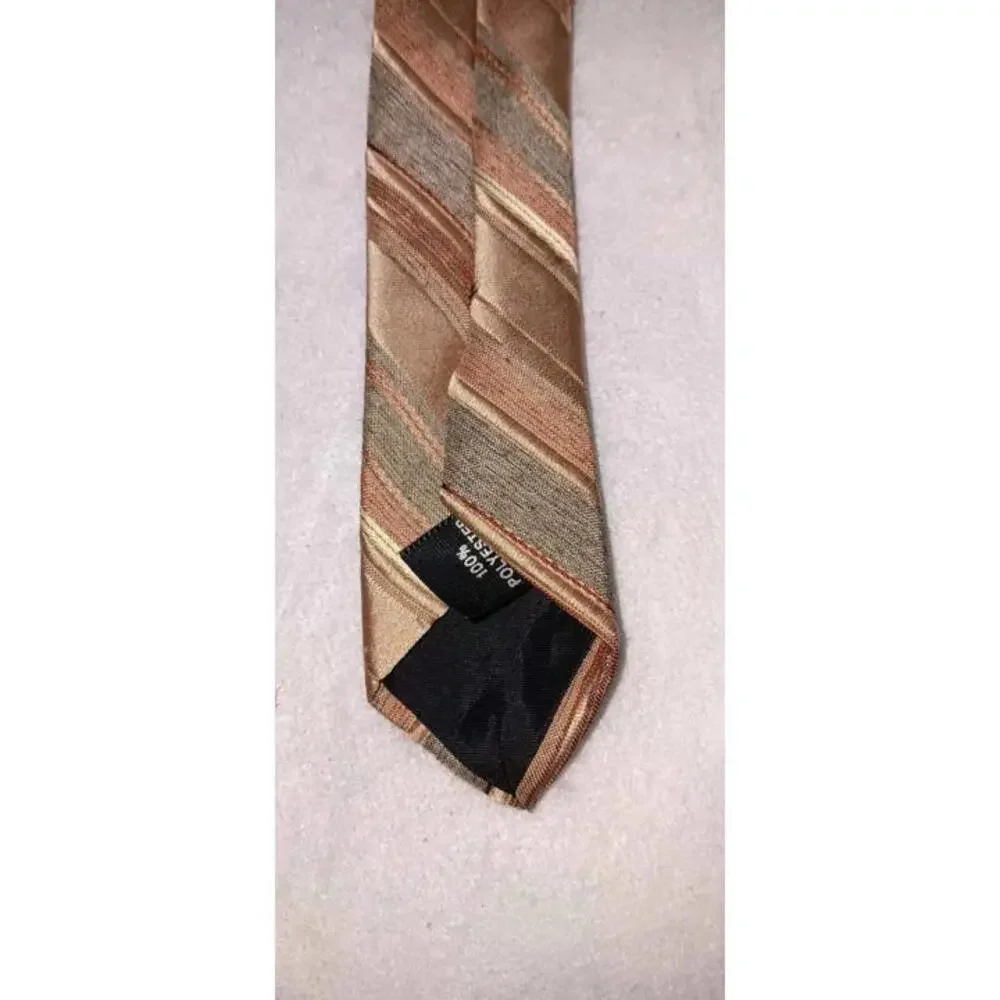 Vintage Ram Tie Maker Mens Neck Tie Multicolor Gold Stripes 100% polyester